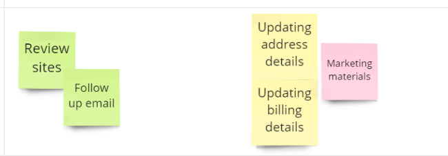 Close up on two yellow labels which read Updating address details and Updating billing details